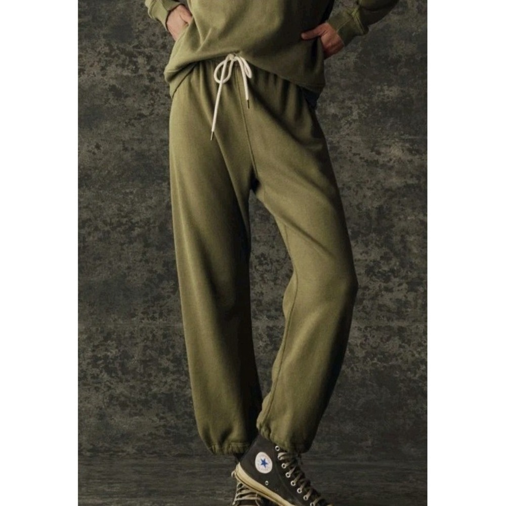 THE GREAT The Fleece Sport Sweatpants Women's In Army Green Size 5 XXL NWOT $175